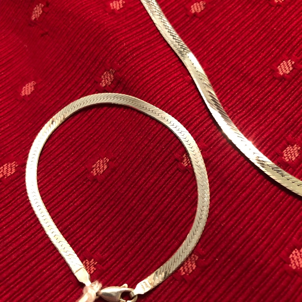 Vintage Italy 🇮🇹 Herringbone 925 6mm Necklace with matching bracelet. - Picture 3 of 14